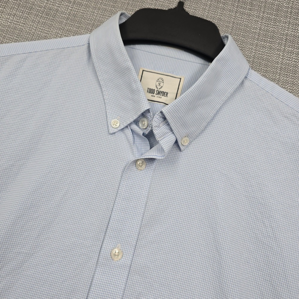 Todd Snyder Shirt Mens 48 Blue Check Button Down Long Sleeve Cotton Casual